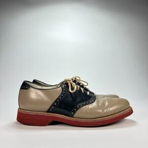 Dexter Saddle Vintage Beige Navy Blue Casual Lace Up Oxford Shoes Men’s Sz 10.5M